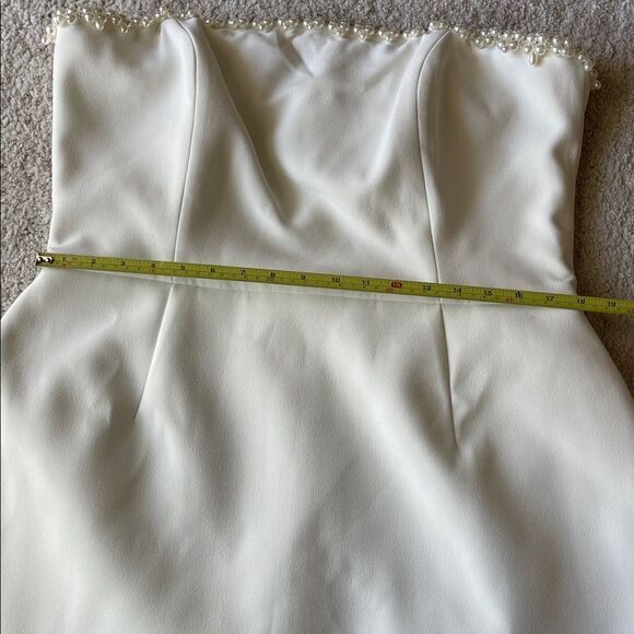 NWT NADINE MERABI Crepe White Mini Dress with Pearly Beads Strapless Minidress - Picture 9 of 10